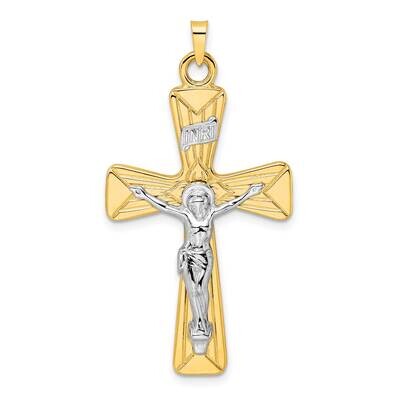 Solid Inri Curcifix Cross Pendant 14k Two-Tone Gold Polished XR2061, MPN: XR2061,