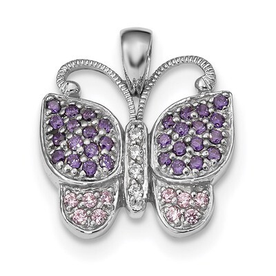 CZ Diamond Butterfly Pendant Sterling Silver Rhodium-plated Polished QP4811, MPN: QP4811, 883957606…