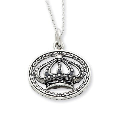 Antiqued Keep Shining, Keep Reaching 18 Inch Necklace Sterling Silver QSX401