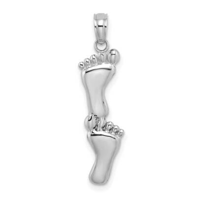 Double Vertical Feet Charm 14k White Gold Polished K7279W, MPN: K7279W, 196904089798