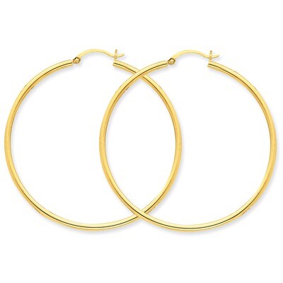 2mm Round Hoop Earrings 14k Gold Polished T921, MPN: T921, 883957287539