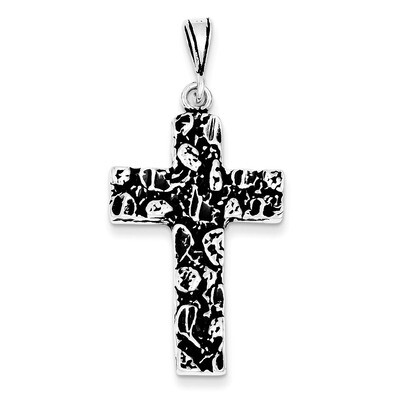 Sterling Silver Antiqued Cross Charm QC7282