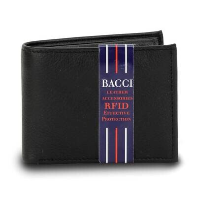 Black Cowhide Bifold with Two Flaps RFID Wallet GM23263, MPN: GM23263,