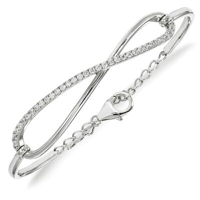 Polished Bracelet Sterling Silver CZ QB1064, MPN: QB1064, 886774023779