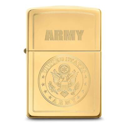 Zippo High Polish Brass Army Emblem Lighter GM25734, MPN: GM25734, 191693173147
