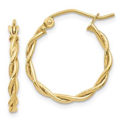 2.25mm Twisted Hoop Earrings 10k Gold Polished 10E849, MPN: 10E849, 191101566691