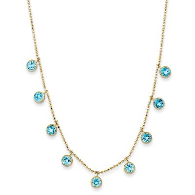 Blue Topaz with 2 Inch Extension Necklace 16 Inch 14k Gold XF2642-18, MPN: XF2642-18, 883957469997