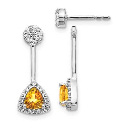 Citrine Earrings 14k White Gold Diamond EM4197-CI-033-WA, MPN: EM4197-CI-033-WA, 191101838026