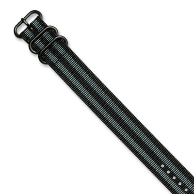 20mm 1-Piece Grey/Black Ballistic Nylon PVD Black Buckle Watch Band  BAB380-20, MPN: BAB380-20,
