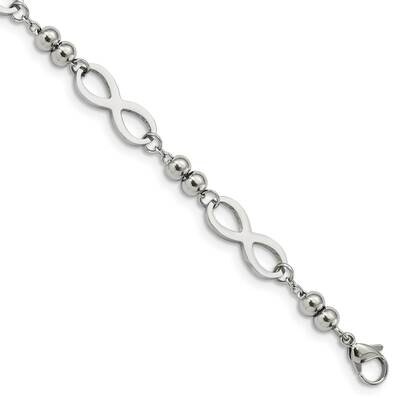 Infinity 4 Leaf Clover with 1 Inch Extension 6.5 Inch Bracelet Stainless Steel Polished SRB2879-6.5…
