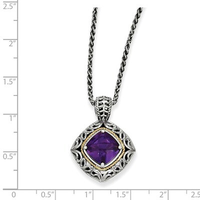Amethyst Necklace Sterling Silver &amp; 14k Gold QTC686, MPN: QTC686, 883957441207