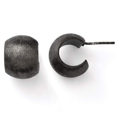 Leslie&#39;s Rhodium Plated Scratch Finish Huggy Post Earrings - Sterling Silver HB-QLE207, MPN: QLE207…