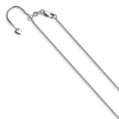 Leslie&#39;s 1mm White Gold Adjustable Box Chain 22 Inch 14k Gold Diamond-cut HB-1347-22, MPN: 1347-22,…
