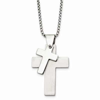Crosses Pendant Necklace Stainless Steel Polished SRN761-24 by Chisel, MPN: SRN761-24, 883957029252