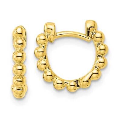 Polished Beaded Hoop Earrings Sterling Silver Gold-Tone QE15953, MPN: QE15953, 196904151198