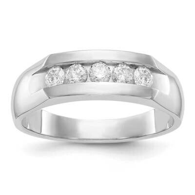 Diamond Vs/Si, D E F, 5-Stone Men&#39;s Channel Band 14k White Gold True Origin Lab Grown RM3461B-04750…