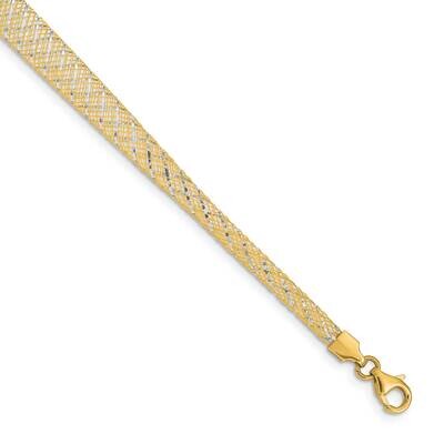 Leslie&#39;s Textured Stretch Bracelet 14k Two-tone Gold Polished HB-LF1338-7.25, MPN: LF1338-7.25, 191…