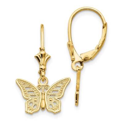Butterfly Leverback Earrings 14k Gold TF1768, MPN: TF1768, 637218175680