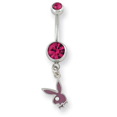 Playboy Fuchsia Crystal Pink Enamel Bunny Belly Ring PBB123