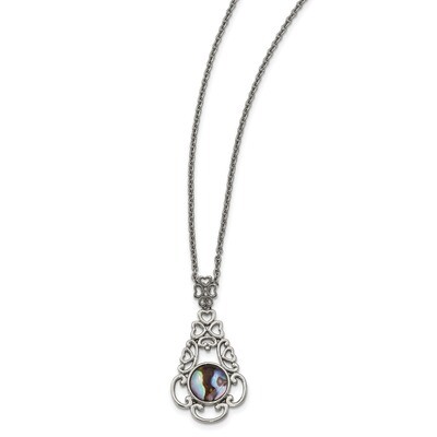 Imitation Abalone with 2 Inch Ext Necklace Stainless Steel Polished SRN2219-16 by Chisel, MPN: SRN2…