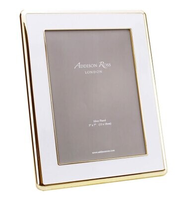 Addison Ross Wide Curved Enamel Picture Frame White &amp; Gold 5 x 5 Inch Gold-plated FR6503, MPN: FR65…