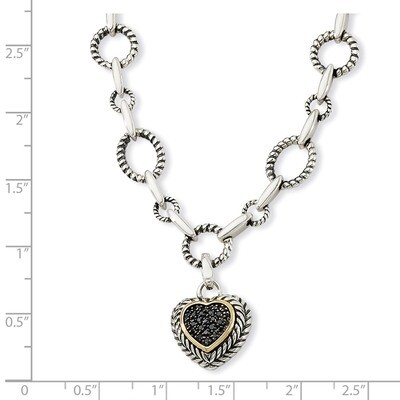 1/4ct. Black Diamond Heart Drop Necklace Sterling Silver &amp; 14k Gold QTC179X, MPN: QTC179X, 74232312…