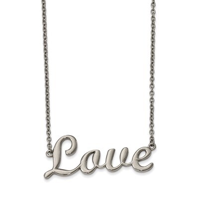 Love 16 Inch Necklace Stainless Steel Polished SRN2155-16 by Chisel, MPN: SRN2155-16, 191101647956