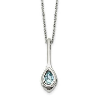 Blue Glass Teardrop 2 Inch . Extension Necklace Stainless Steel SRN1577-17.75 by Chisel, MPN: SRN15…