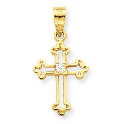 Small Synthetic Diamond Cross Pendant 10k Gold 10C1134, MPN: 10C1134, 886774019970