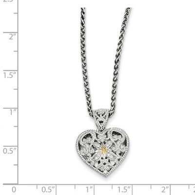 Diamond Necklace Sterling Silver &amp; 14k Gold QTC647, MPN: QTC647, 883957441085