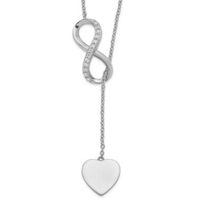 CZ Diamond Infinity Heart with 2 Inch Ext. Y-Necklace Sterling Silver Rhodium-plated QG5258-16, MPN…