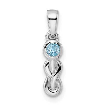 Swiss Blue Topaz Infinity Birthstone Pendant Sterling Silver Rhodium-plated QBPD34DEC, MPN: QBPD34D…