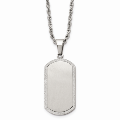 Laser Cut Dog Tag Pendant Necklace Stainless Steel SRN730-22 by Chisel, MPN: SRN730-22, 886774622729