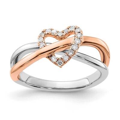 Sterling Silver and Rose Tone Polished Diamond Heart Ring RLD3686-SSS45-4