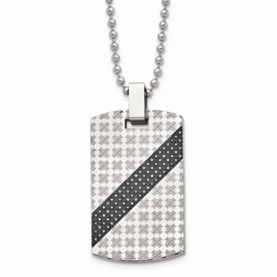 1/2ct tw. Diamond Dog Tag Necklace Stainless Steel Polished SRN1647-24 by Chisel, MPN: SRN1647-24, …