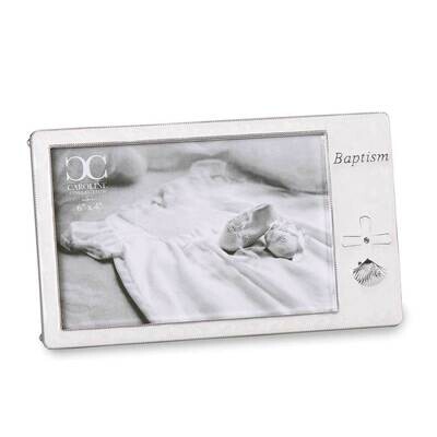 Silver-tone Ivory Enamel Baptism 4 x 6 Inch Picture Frame with Shell 4.5H GM23612, MPN: GM23612, 89…