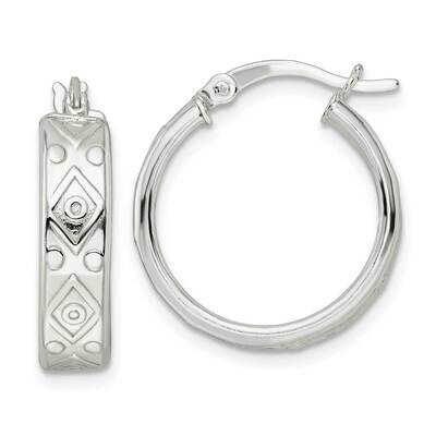 Design Circle Hoop Earrings Sterling Silver Polished QE15918, MPN: QE15918, 196904151440