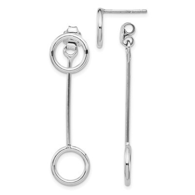 Leslie&#39;s Front Back Dangle Post Earrings Sterling Silver Rhodium-plated Polished HB-QLE1263, MPN: Q…