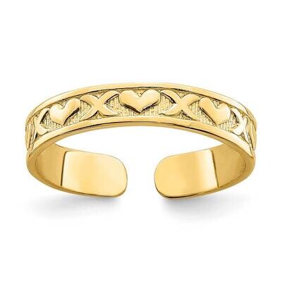 Small X Hearts Adjustable Toe Ring 14k Gold R791, MPN: R791, 883957670164