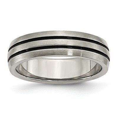 Enameled Grooved 6mm Satin Band Titanium TB340-11