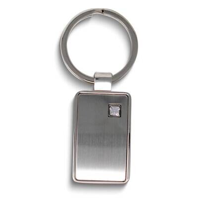 Silver-tone Clear Crystal Rectangle Key Ring GM25311, MPN: GM25311, 788089114329