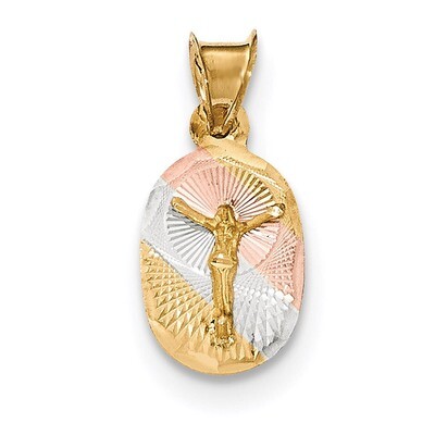 Diamond -cut CORPUS Oval Pendant 14k &amp; Rhodium Polished K5615, MPN: K5615, 191101454493
