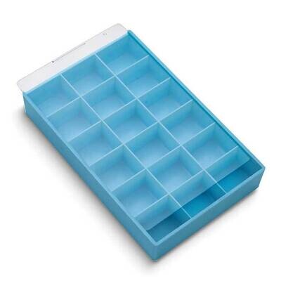 Blue 18 Compartment Plastic Organizer Tray with Clear Slide Lid JT5387, MPN: JT5387, 654207178064