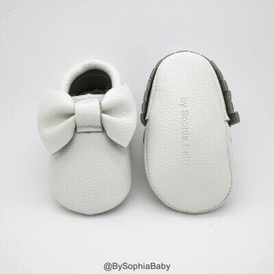Baby Moccasins Baby White Bow Moccasins Baby Leather Shoes Genuine Leather Moccs Toddler Moccasins …