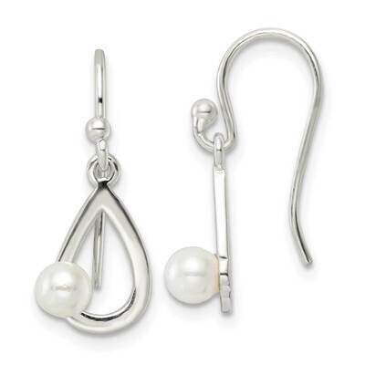 Teardrop with Imitation Pearl Shepherd Hook Earrings Sterling Silver Polished QE15732, MPN: QE15732…