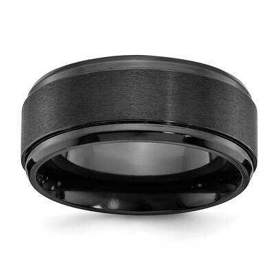 Brushed Center Beveled Edge 9mm Band Black Zirconium Polished ZCR107-10, MPN: ZCR107, 191101877452