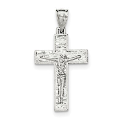 Textured Crucifix Pendant Sterling Silver Polished QC8292, MPN: QC8292, 191101454721