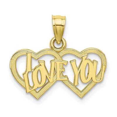Textured I Love You Double Heart Pendant 10k Gold Polished 10D3872, MPN: 10D3872,