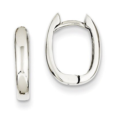 Oval Hinged Hoop Earrings 14k White Gold TH269, MPN: TH269, 883957291666