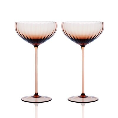 Caskata Quinn Optical Coupe Cocktail Glasses Set of 2 Amber GL-OCOUP-200, MPN: GL-OCOUP-200, 817325…